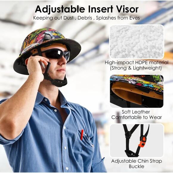 DS-SMAAT Full Brim Hard Hat Vented Cascos De Free size, Multicolor main image 4